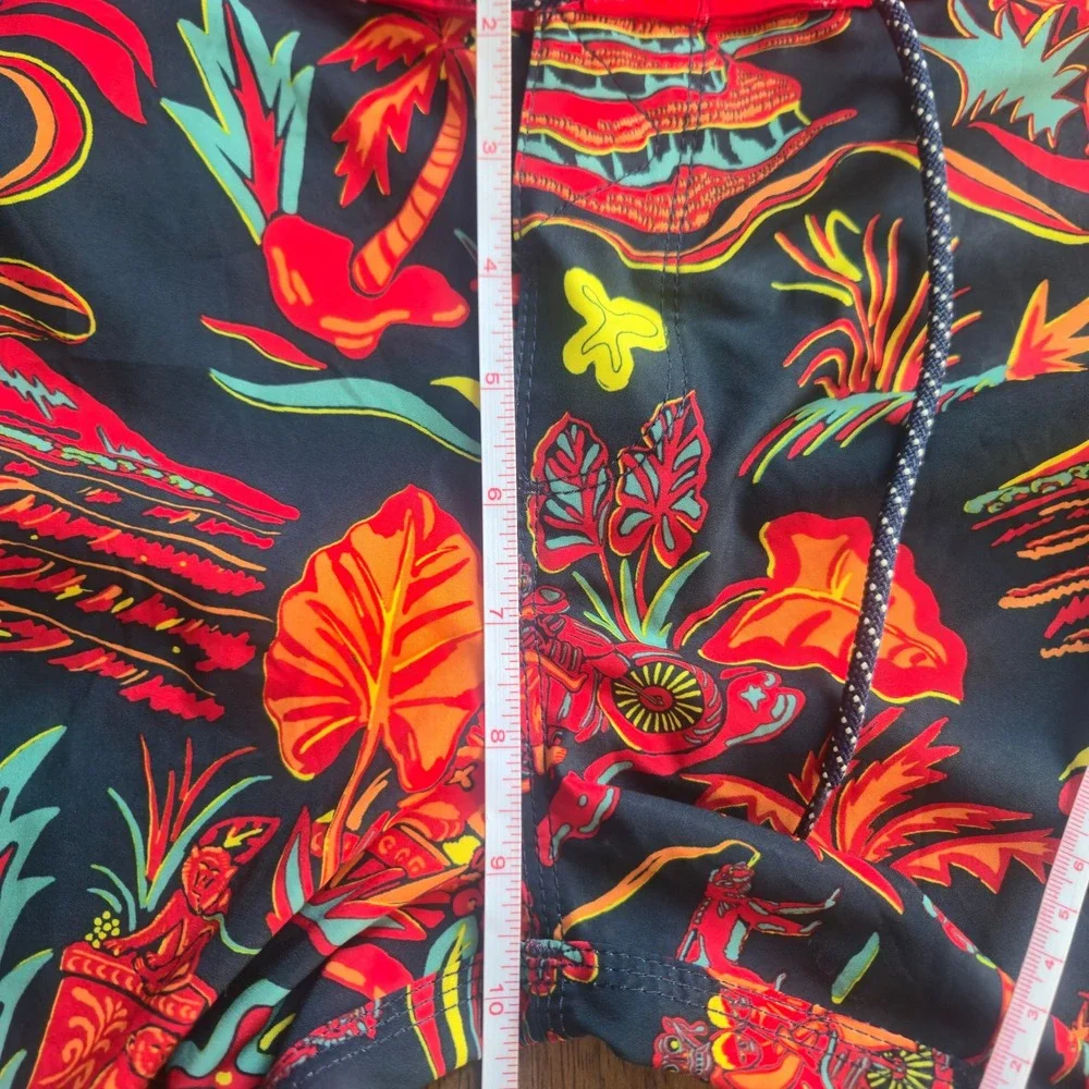 Vissla Kids Navy Blue Tropical Island Print Board Shorts Size 26 Upcycle Coconut